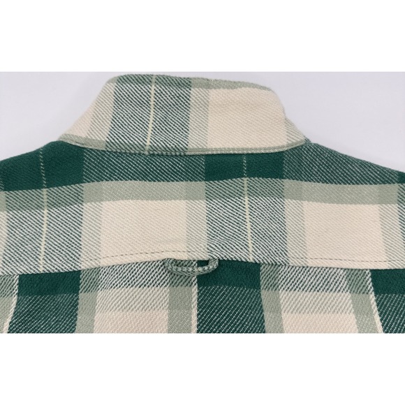 Peau De Loup Flannel Shacket Non Gender L Cropped Full Zip Green Plaid Jacket - Picture 12 of 12